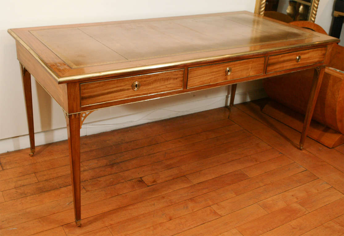 A Fine Neoclassic Mahogany and Brass Bureau Plat